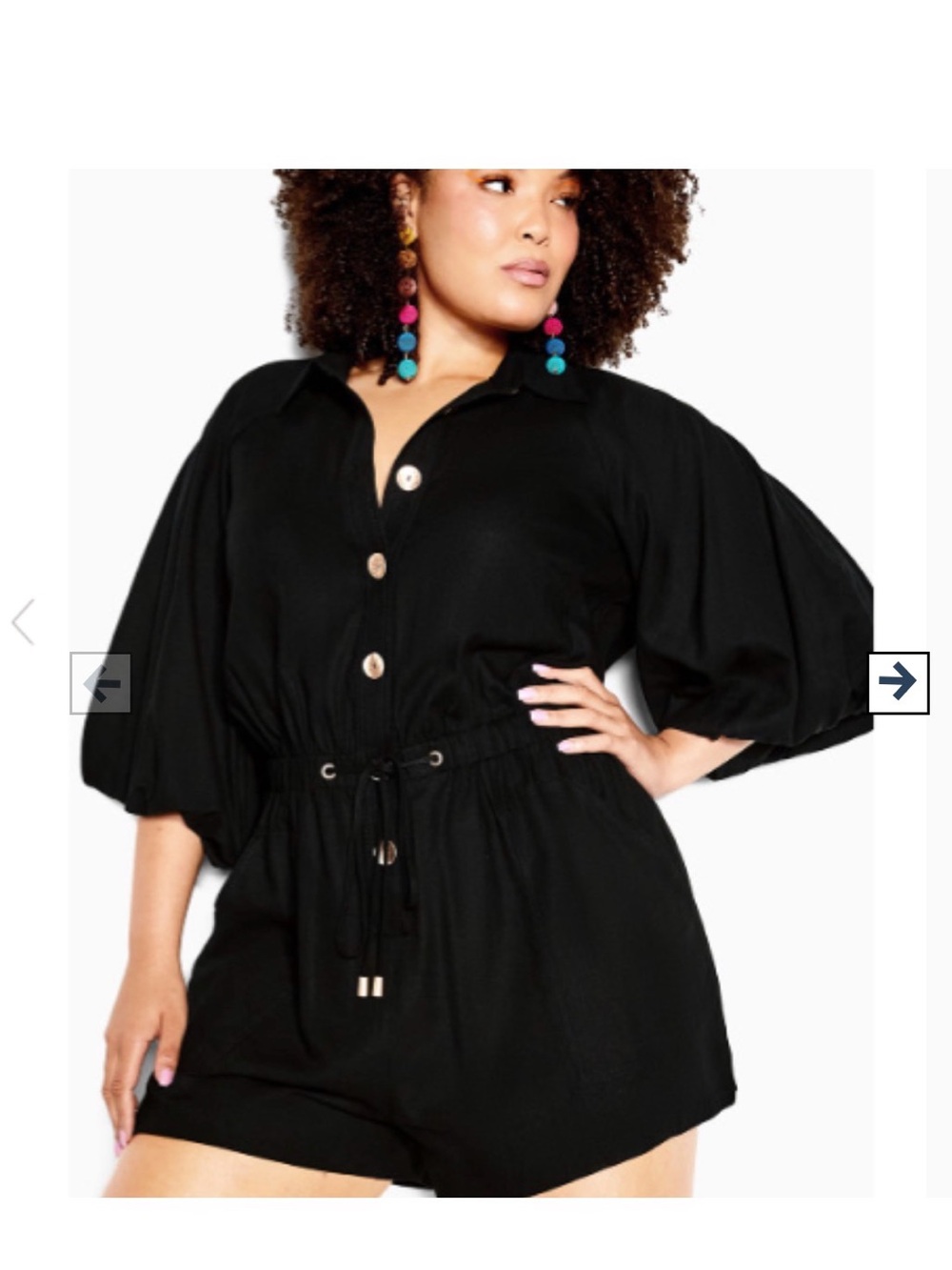 City Chic shorts pantsuit Black Button Up mid Sleeve Playsuit